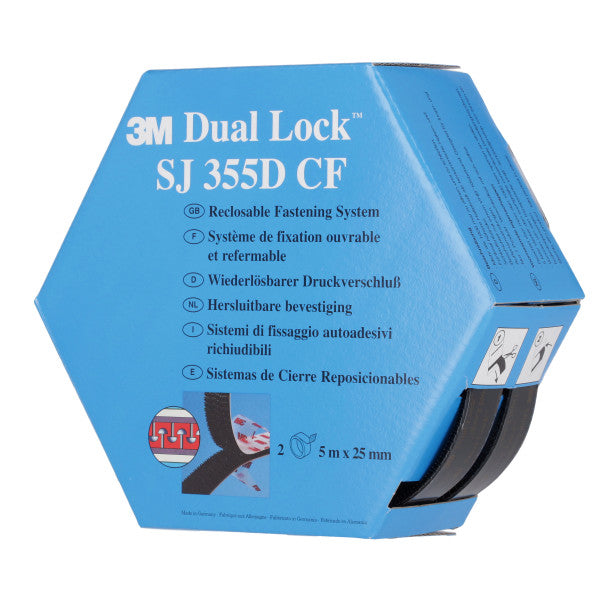 3M Dual Lock™ Reclosable Fastener SJ355D, Black, 25mm X 5m