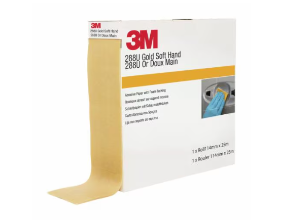 3M Soft Hand Gold Abrasive Sheet Roll 288U (Precut), 114mm x 25m